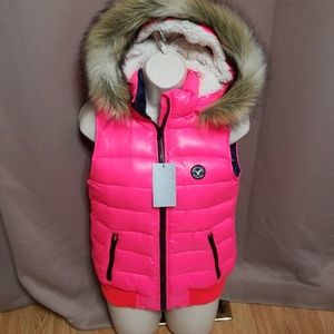 New American Eagle Pink Down Vest Small